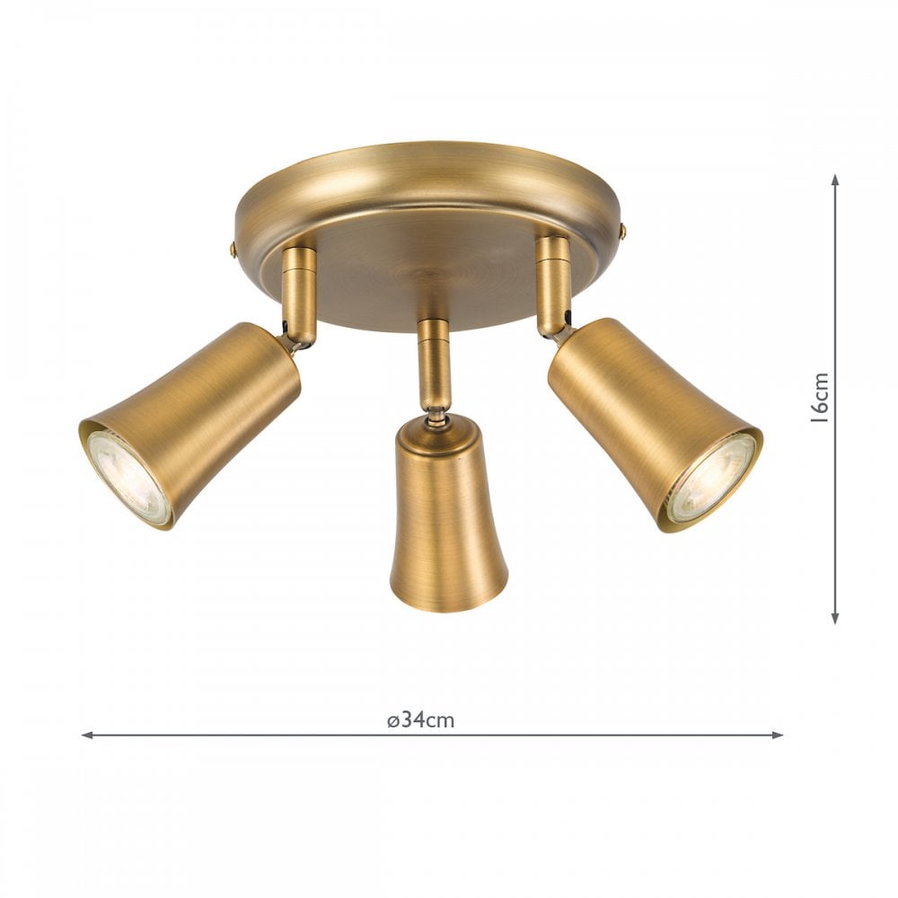 Dar JED7642 Jedrek 3 Light Single Spotlight Aged Brass
