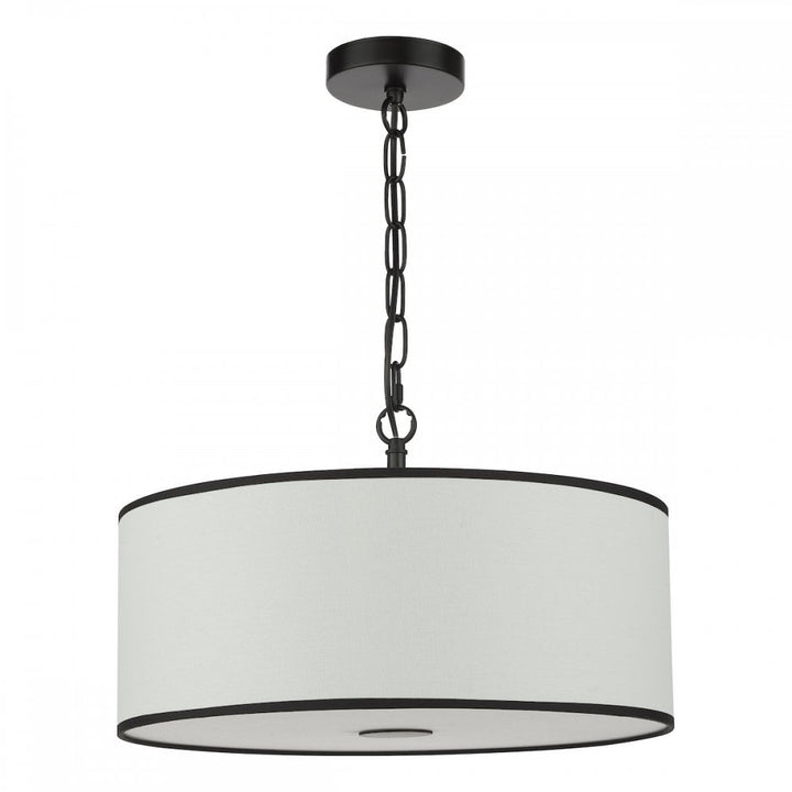Dar JEM0322 Jemima 3 Light Pendant White and Matt Black With Shade