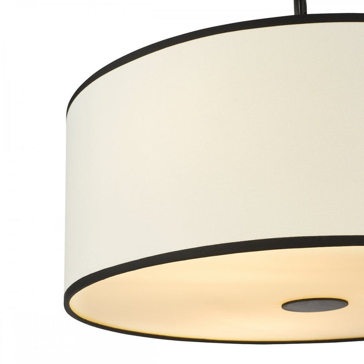 Dar JEM0322 Jemima 3 Light Pendant White and Matt Black With Shade