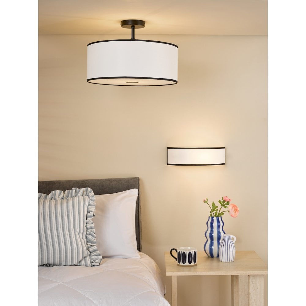 Dar JEM0722 Jemima Wall Light White and White Frosted Acrylic With Shade
