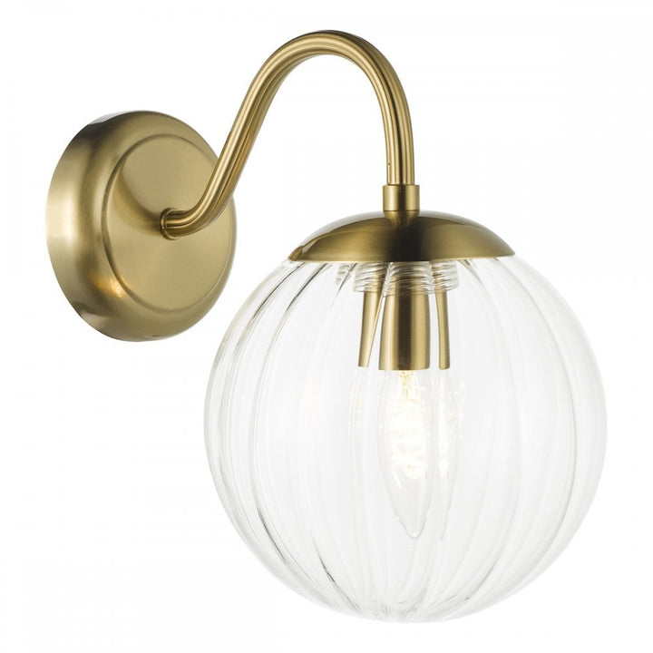 Dar JOC0742 Jocelyn Wall Light Natural Brass and Glass