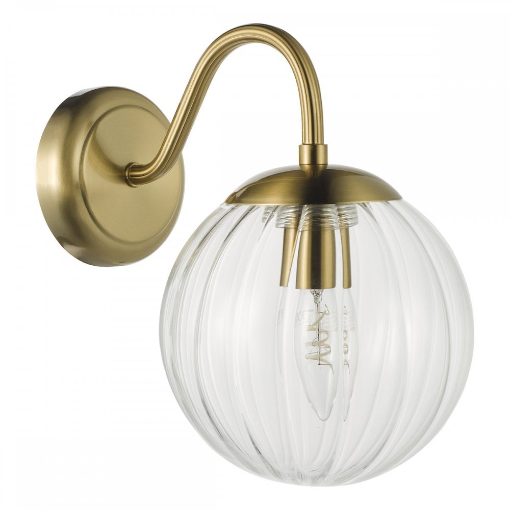 Dar JOC0742 Jocelyn Wall Light Natural Brass and Glass