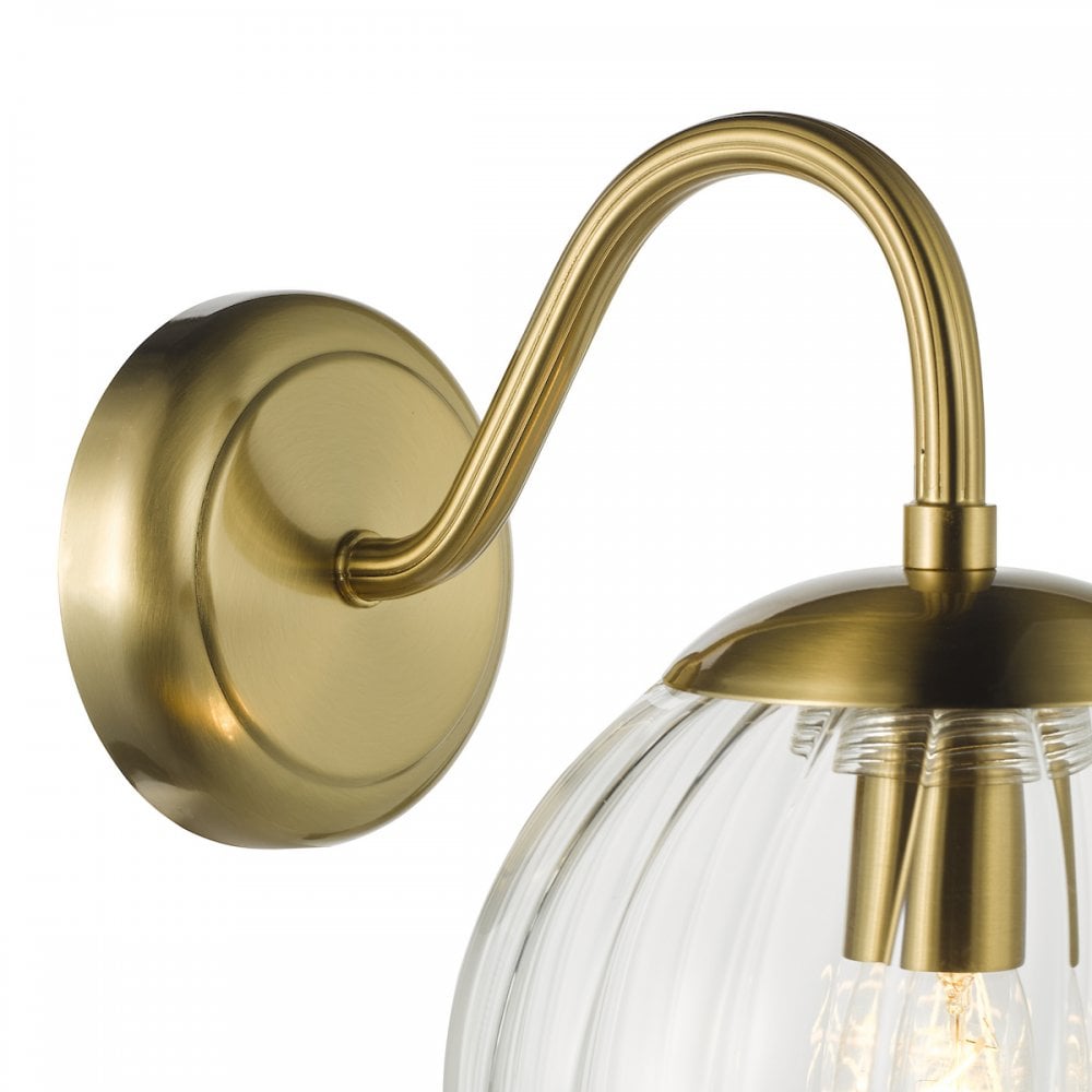 Dar JOC0742 Jocelyn Wall Light Natural Brass and Glass
