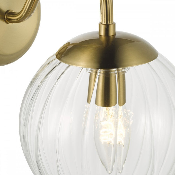 Dar JOC0742 Jocelyn Wall Light Natural Brass and Glass