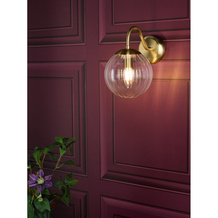 Dar JOC0742 Jocelyn Wall Light Natural Brass and Glass