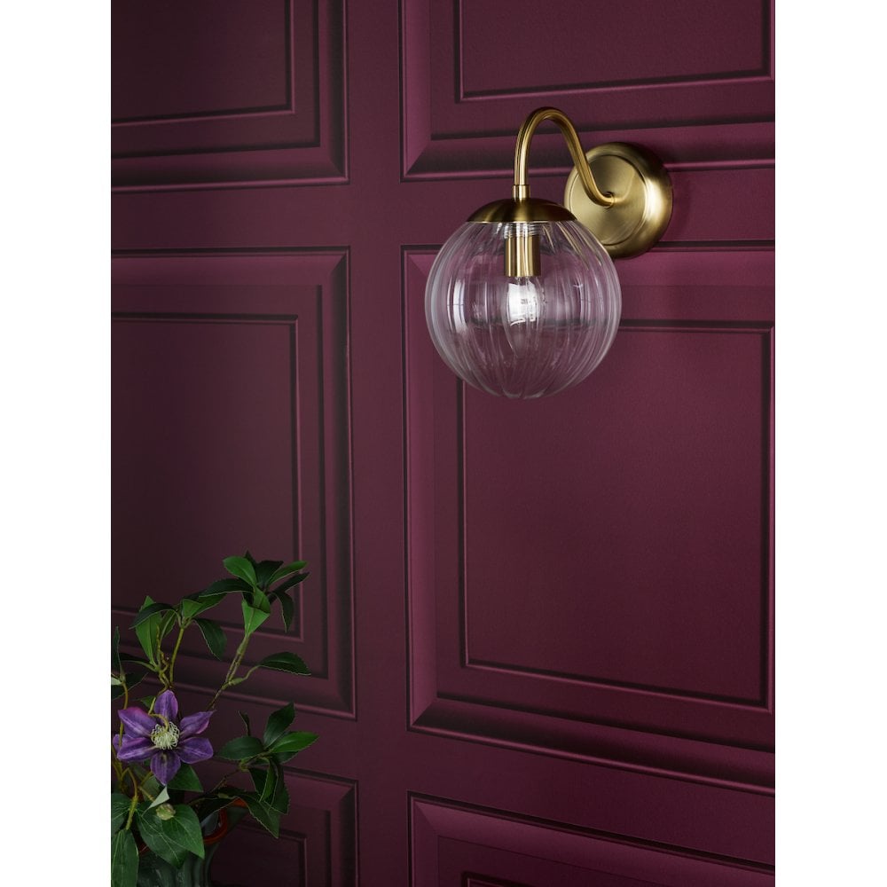 Dar JOC0742 Jocelyn Wall Light Natural Brass and Glass