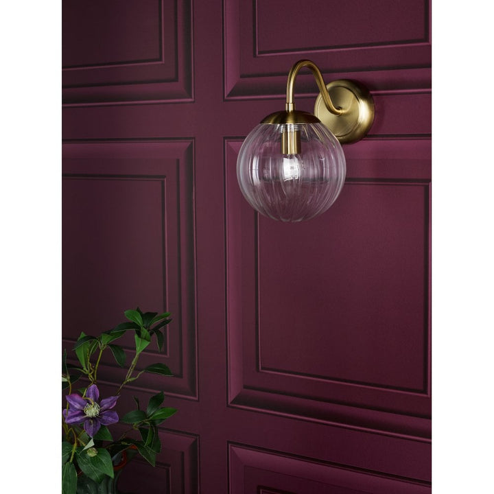 Dar JOC0742 Jocelyn Wall Light Natural Brass and Glass