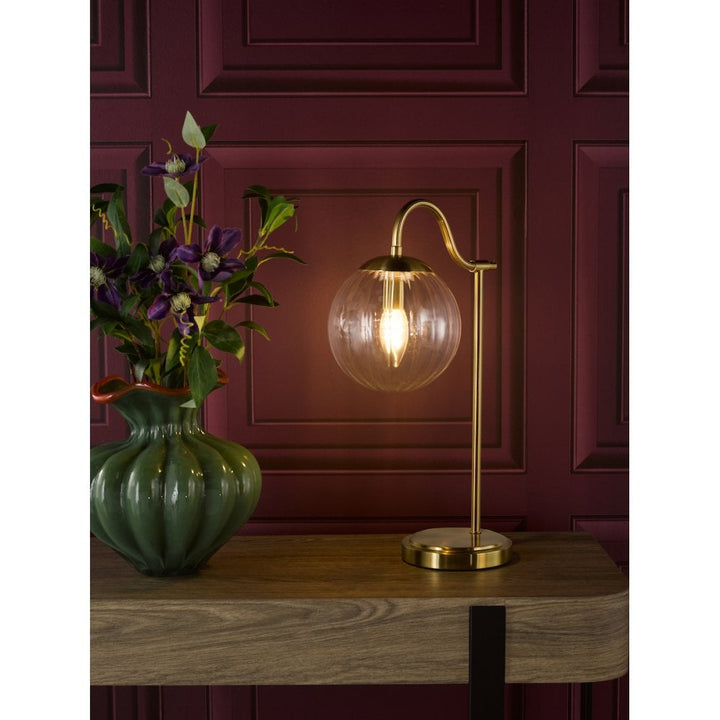 Dar JOC4242 Jocelyn Table Lamp Natural Brass and Glass