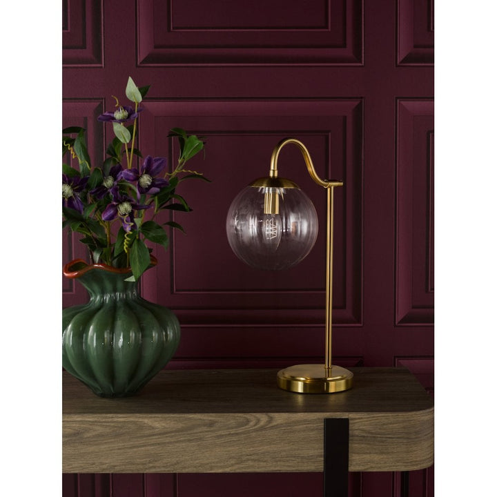 Dar JOC4242 Jocelyn Table Lamp Natural Brass and Glass