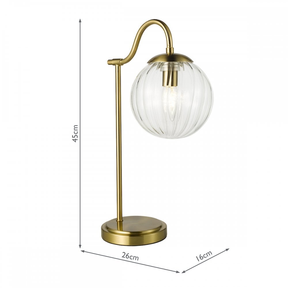 Dar JOC4242 Jocelyn Table Lamp Natural Brass and Glass