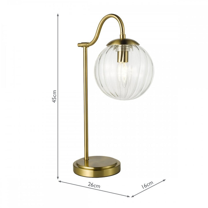 Dar JOC4242 Jocelyn Table Lamp Natural Brass and Glass