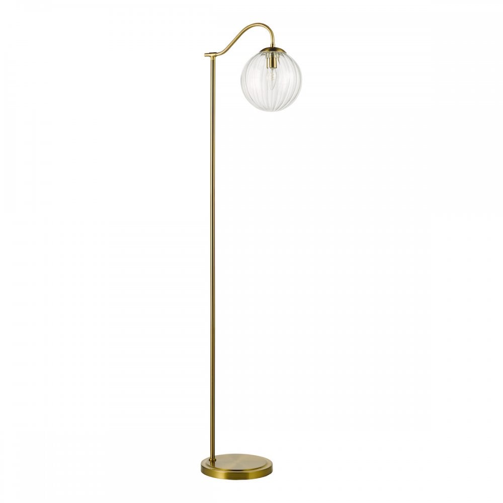 Dar JOC4942 Jocelyn Floor Lamp Natural Brass and Glass