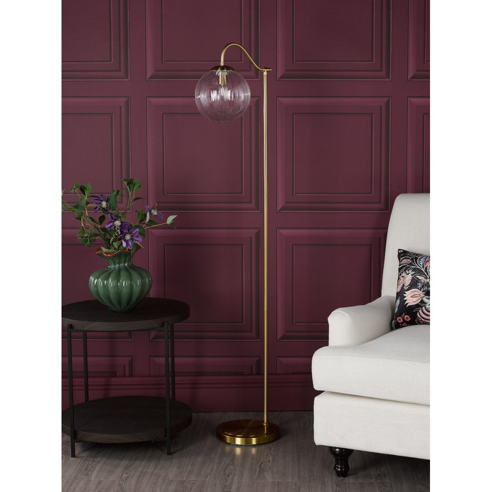 Dar JOC4942 Jocelyn Floor Lamp Natural Brass and Glass