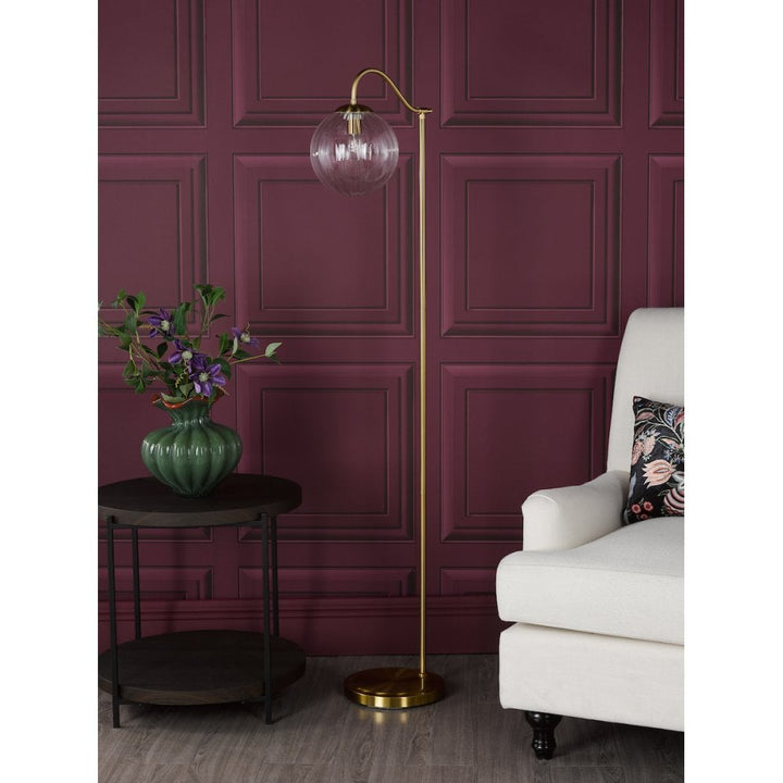 Dar JOC4942 Jocelyn Floor Lamp Natural Brass and Glass