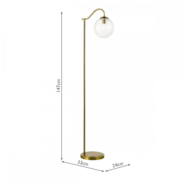 Dar JOC4942 Jocelyn Floor Lamp Natural Brass and Glass