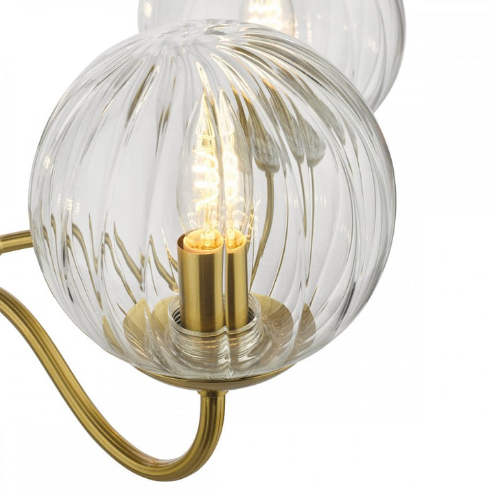 Dar JOC5342 Jocelyn 3 Light Semi-Flush Natural Brass and Glass