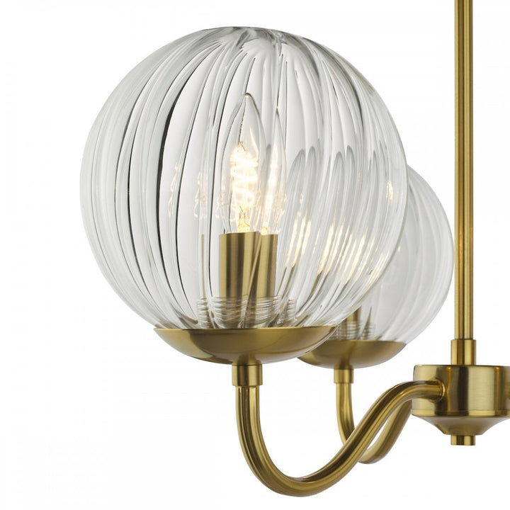 Dar JOC5342 Jocelyn 3 Light Semi-Flush Natural Brass and Glass