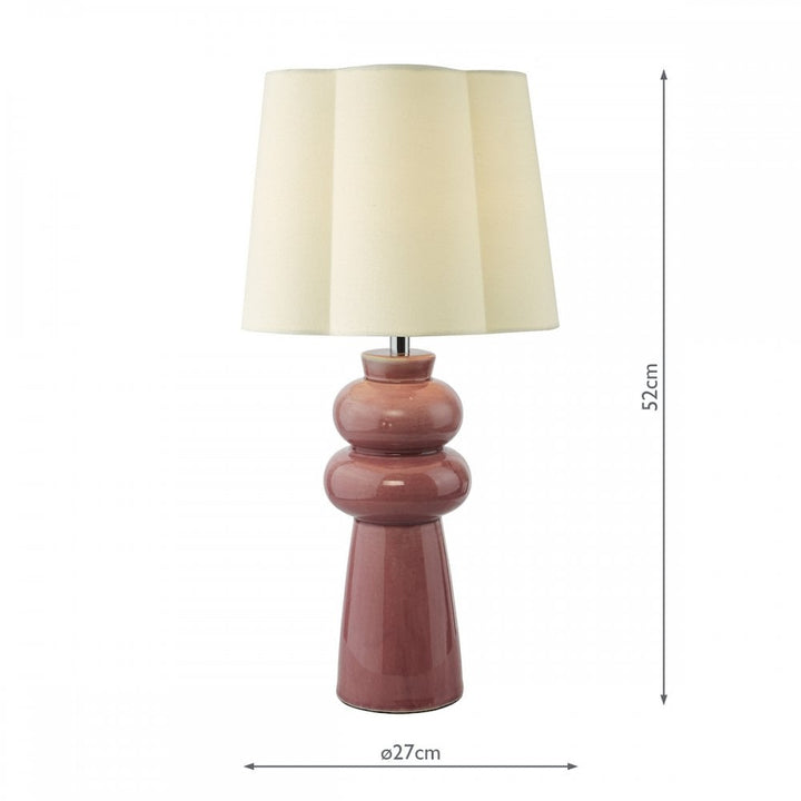 Dar JOR4203 Jordana Table Lamp Pink and Polished Chrome With Shade