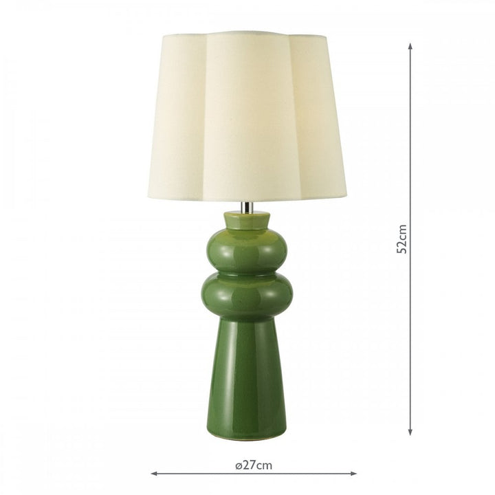 Dar JOR4224 Jordana Table Lamp Green and Polished Chrome With Shade