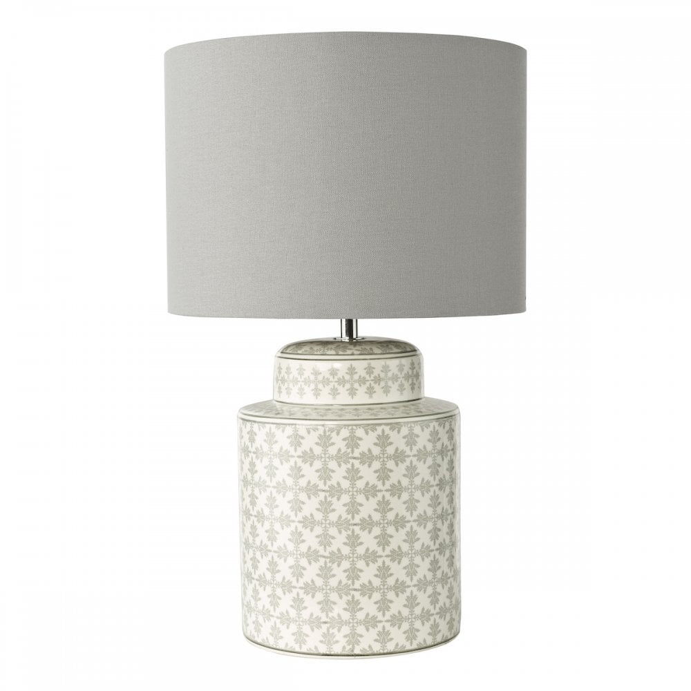 Dar KED4239 Kedron Table Lamp Grey and Satin Chrome With Shade