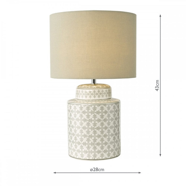 Dar KED4239 Kedron Table Lamp Grey and Satin Chrome With Shade