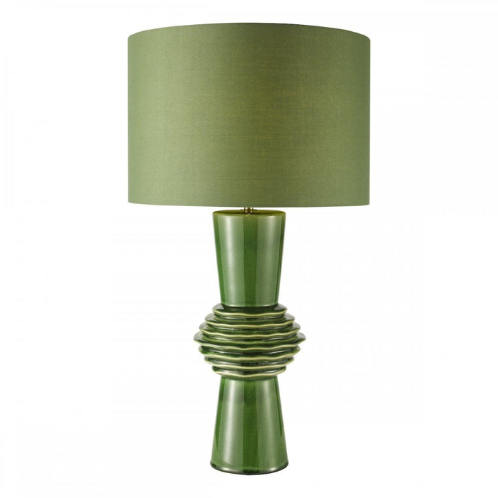 Dar LAG4224 Lagle Table Lamp Green and Antique Brass With Shade