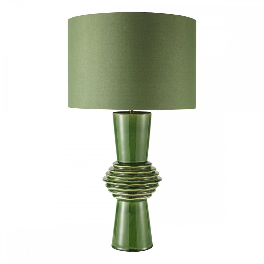 Dar LAG4224 Lagle Table Lamp Green and Antique Brass With Shade