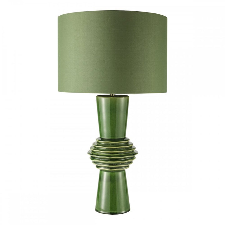Dar LAG4224 Lagle Table Lamp Green and Antique Brass With Shade