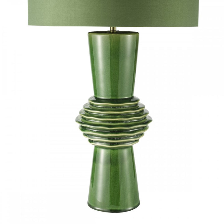 Dar LAG4224 Lagle Table Lamp Green and Antique Brass With Shade