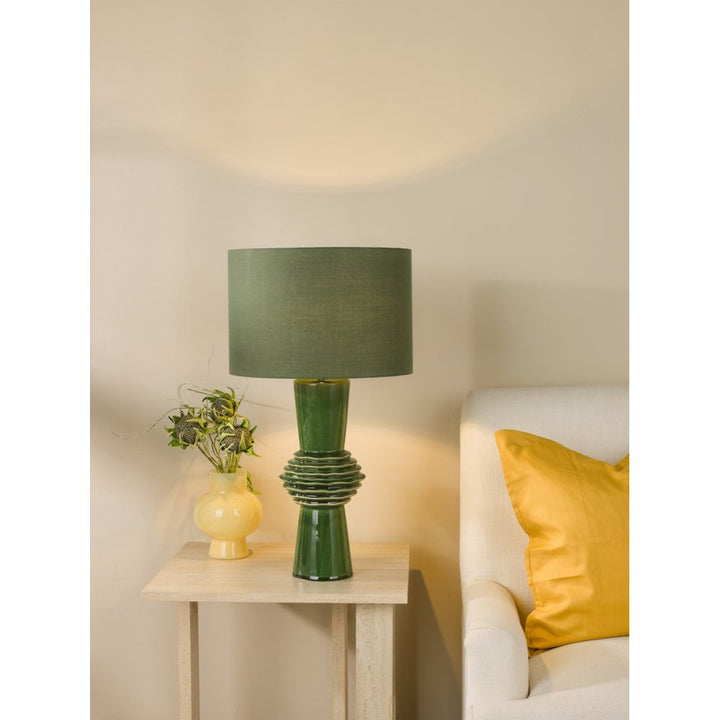Dar LAG4224 Lagle Table Lamp Green and Antique Brass With Shade