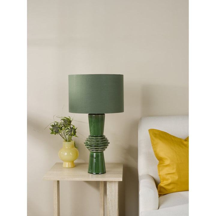 Dar LAG4224 Lagle Table Lamp Green and Antique Brass With Shade