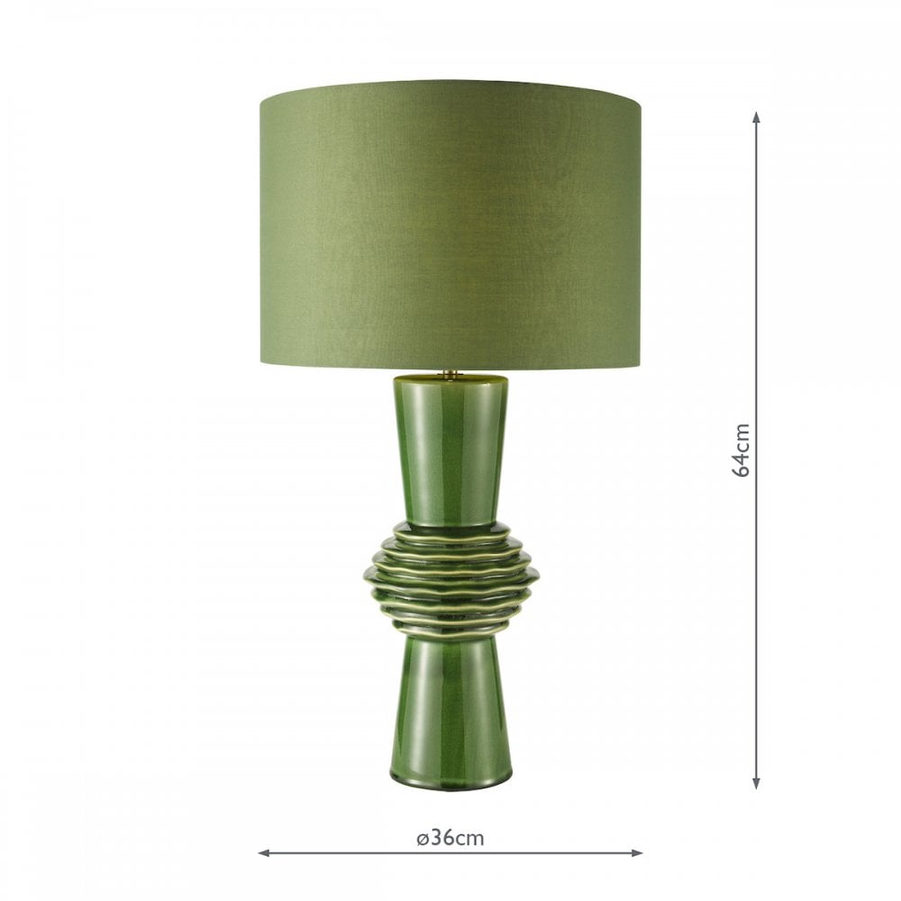 Dar LAG4224 Lagle Table Lamp Green and Antique Brass With Shade
