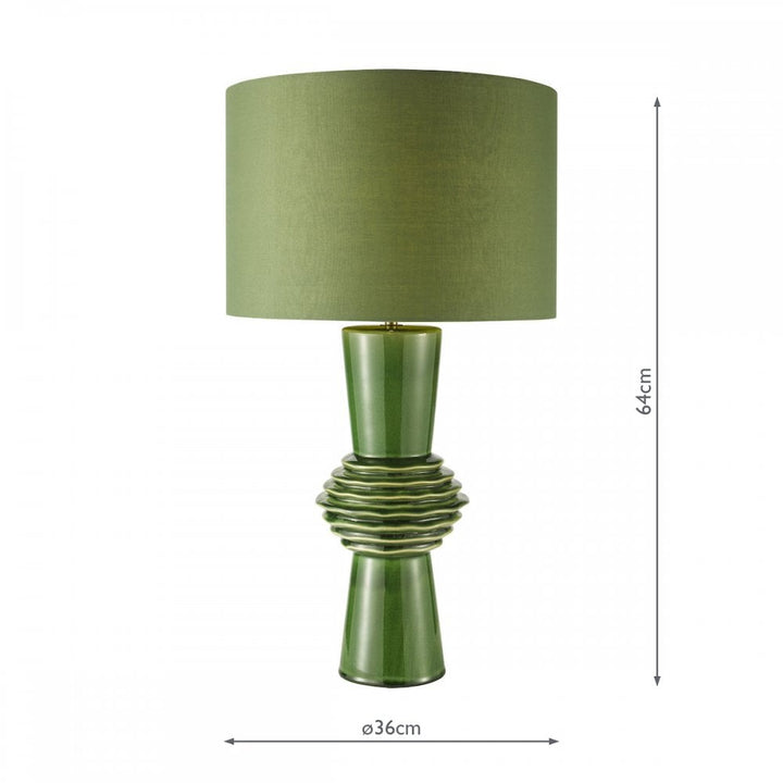 Dar LAG4224 Lagle Table Lamp Green and Antique Brass With Shade