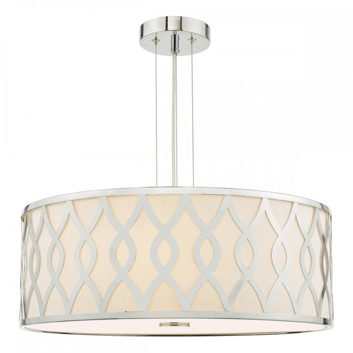 Dar LOC0450 Locryn 4 Light Pendant Polished Chrome and Ivory