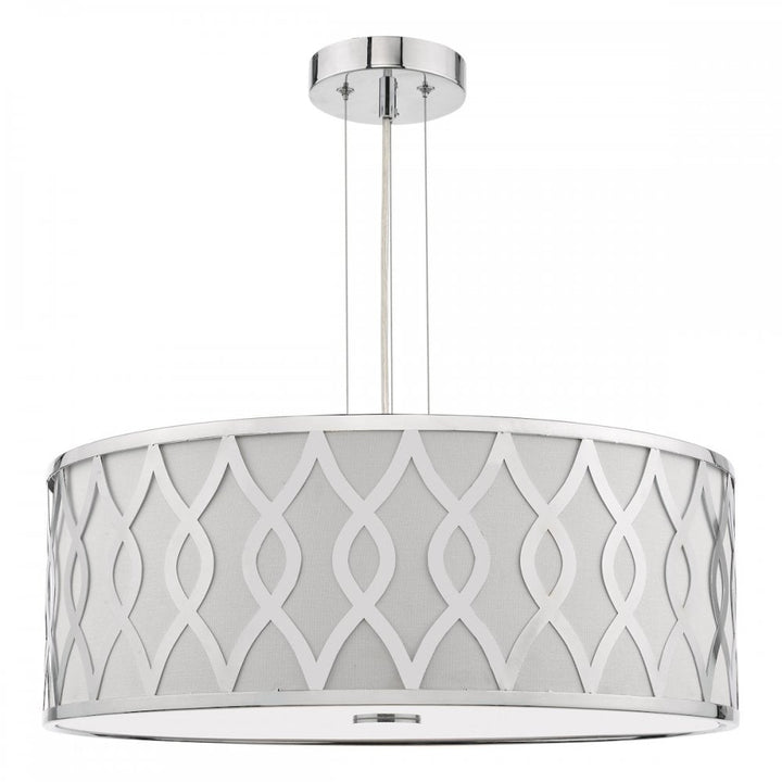 Dar LOC0450 Locryn 4 Light Pendant Polished Chrome and Ivory