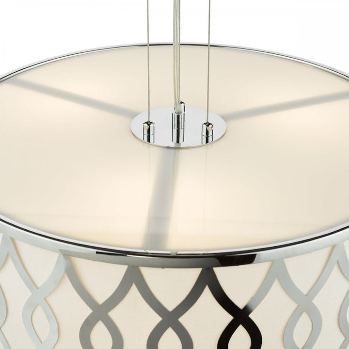 Dar LOC0450 Locryn 4 Light Pendant Polished Chrome and Ivory