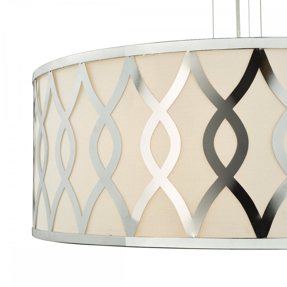 Dar LOC0450 Locryn 4 Light Pendant Polished Chrome and Ivory