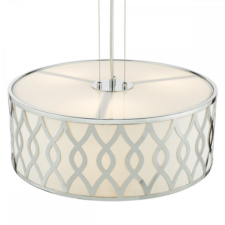 Dar LOC0450 Locryn 4 Light Pendant Polished Chrome and Ivory
