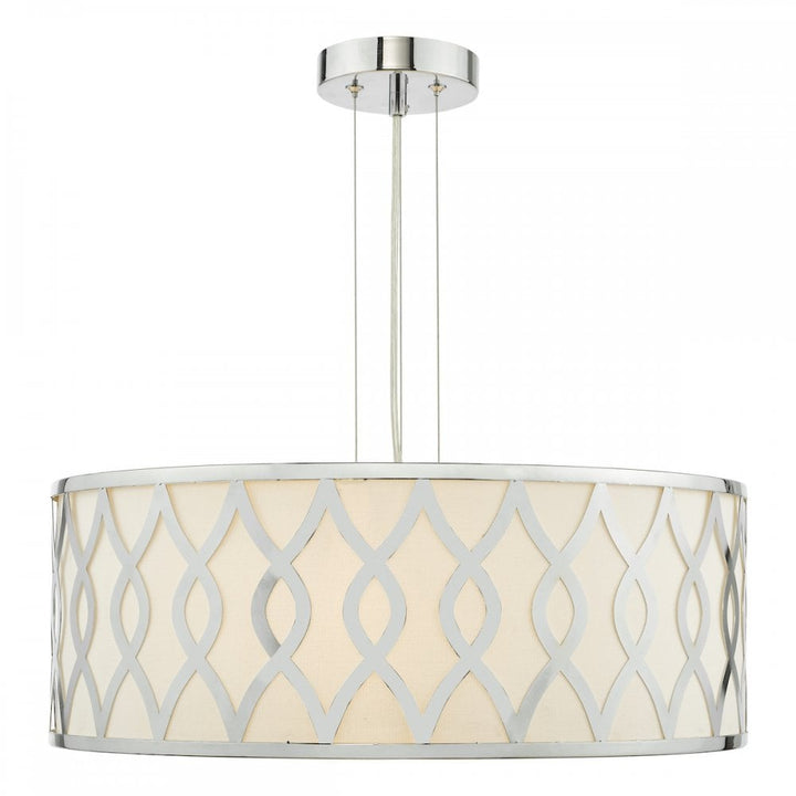 Dar LOC0450 Locryn 4 Light Pendant Polished Chrome and Ivory