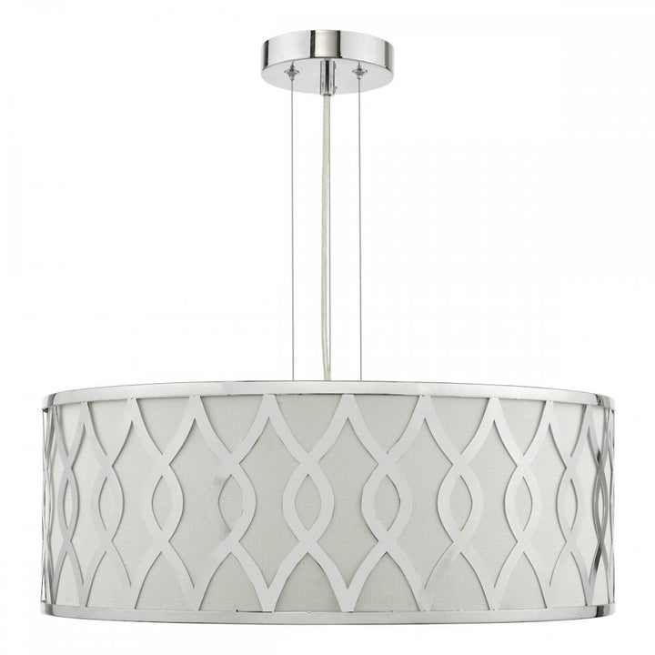 Dar LOC0450 Locryn 4 Light Pendant Polished Chrome and Ivory