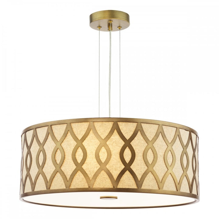 Dar LOC0463 Locryn 4 Light Pendant Brushed Bronze and Taupe
