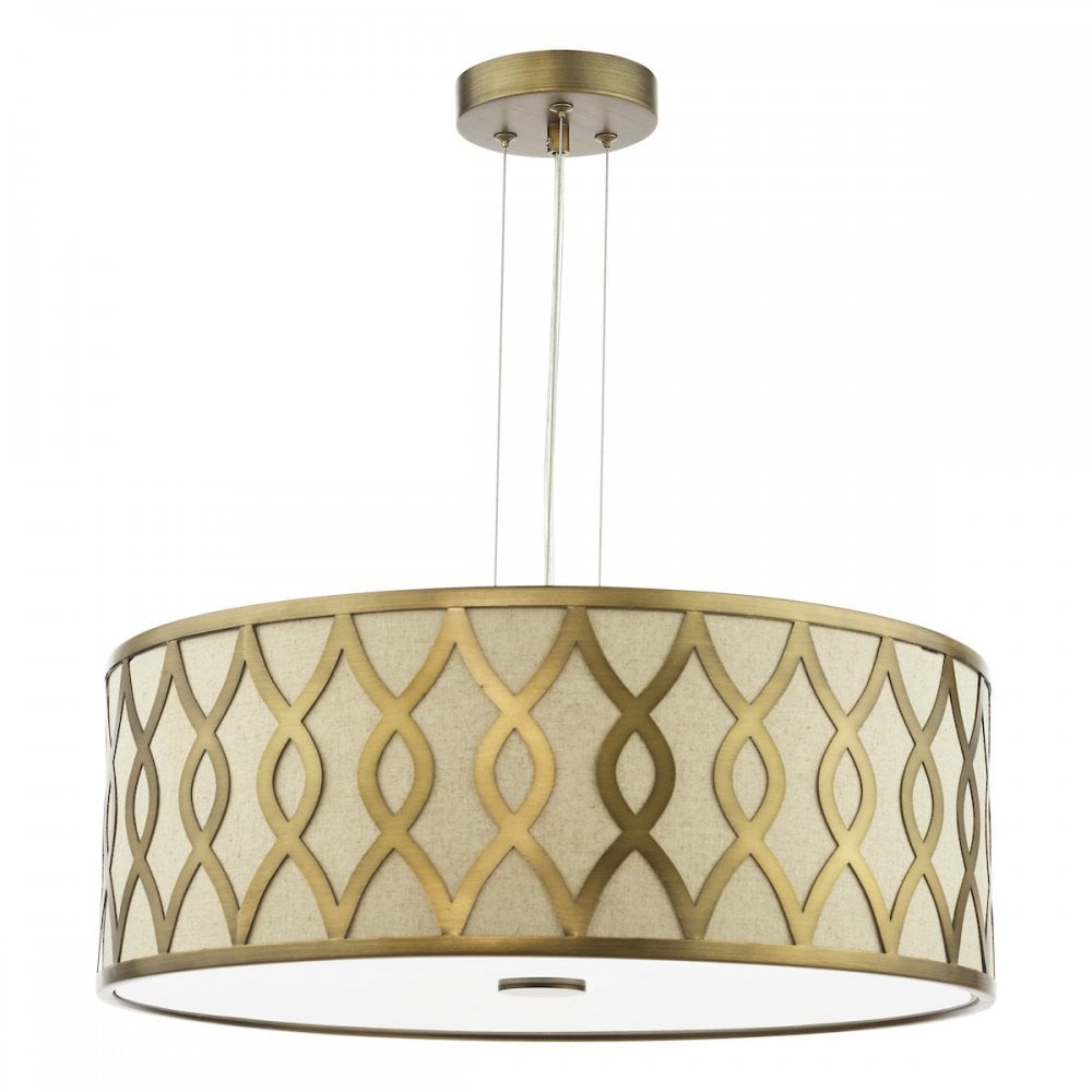Dar LOC0463 Locryn 4 Light Pendant Brushed Bronze and Taupe