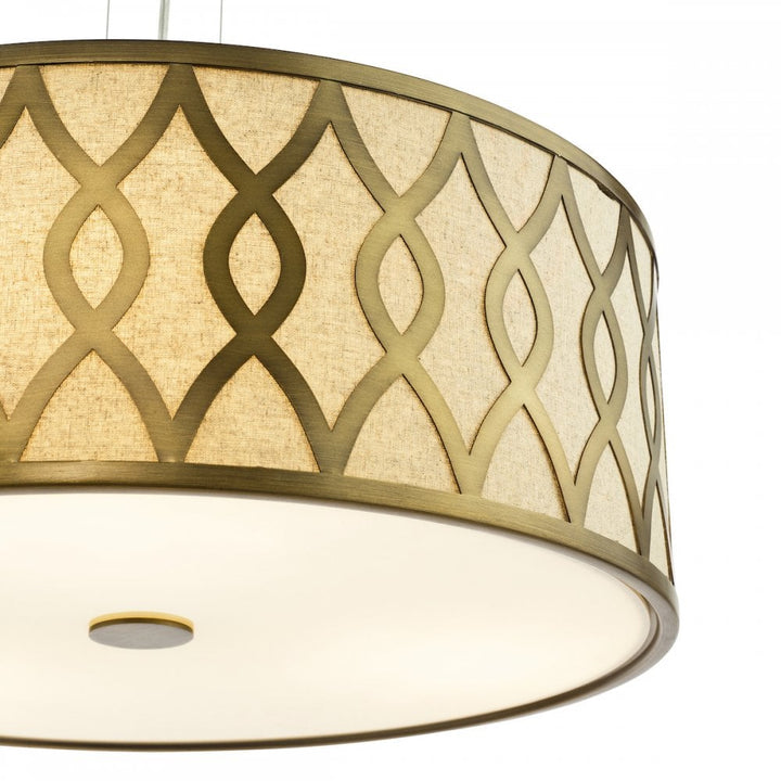 Dar LOC0463 Locryn 4 Light Pendant Brushed Bronze and Taupe