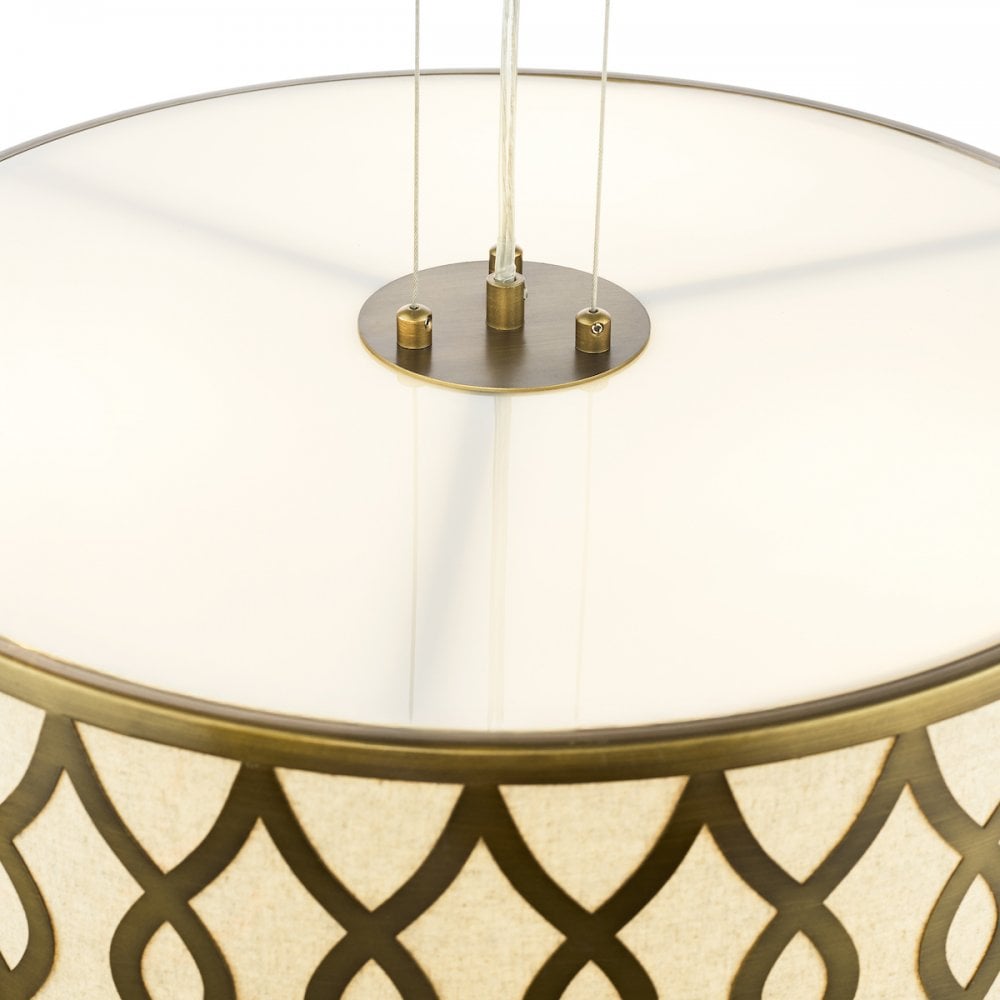 Dar LOC0463 Locryn 4 Light Pendant Brushed Bronze and Taupe