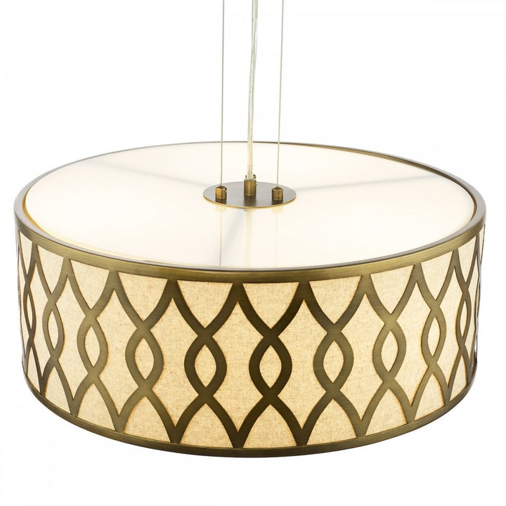 Dar LOC0463 Locryn 4 Light Pendant Brushed Bronze and Taupe