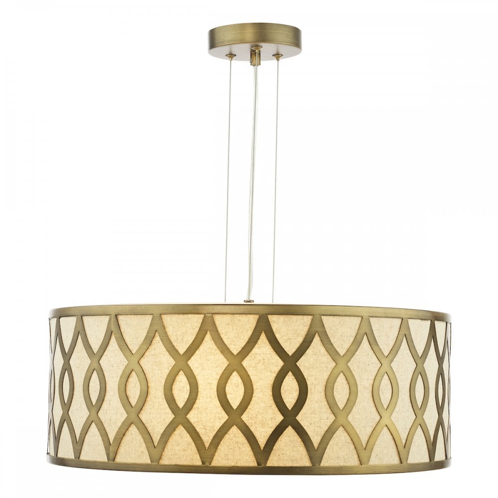 Dar LOC0463 Locryn 4 Light Pendant Brushed Bronze and Taupe