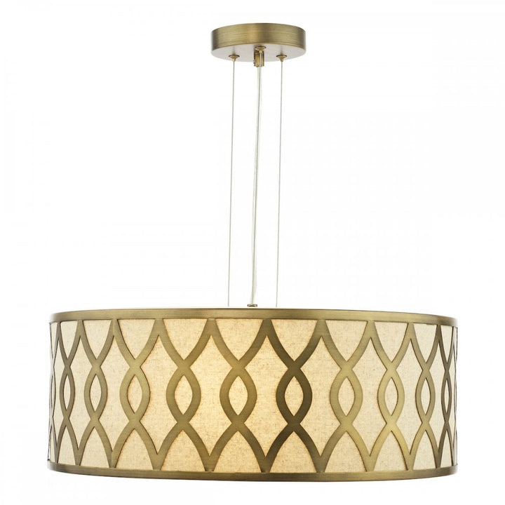 Dar LOC0463 Locryn 4 Light Pendant Brushed Bronze and Taupe