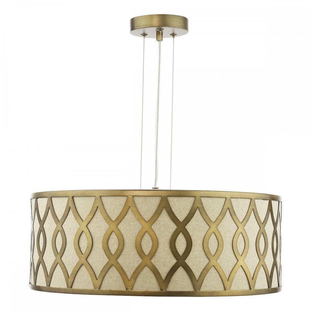 Dar LOC0463 Locryn 4 Light Pendant Brushed Bronze and Taupe