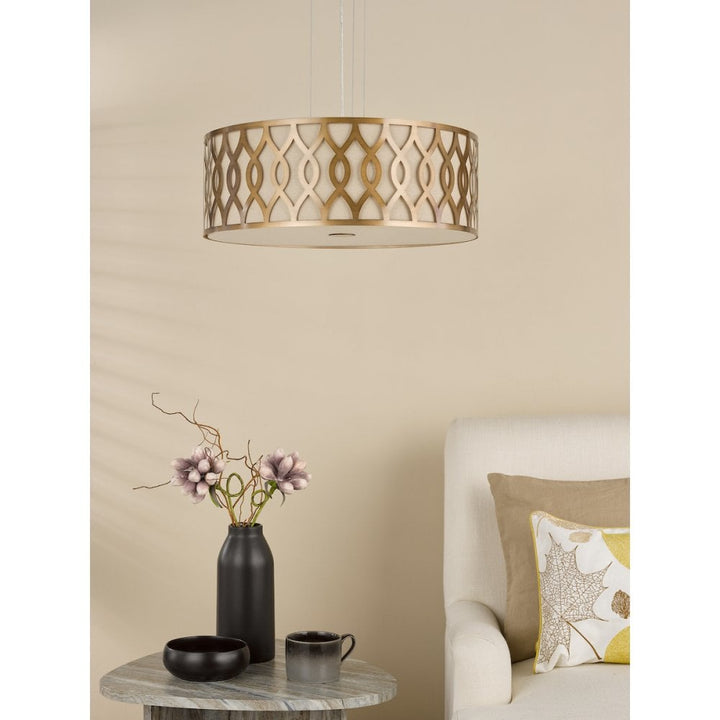 Dar LOC0463 Locryn 4 Light Pendant Brushed Bronze and Taupe
