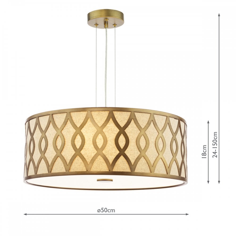 Dar LOC0463 Locryn 4 Light Pendant Brushed Bronze and Taupe